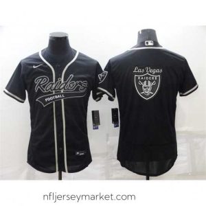 Premium Las Vegas Raiders Black Team Big Logo With Patch Flex Base Stitched Baseb