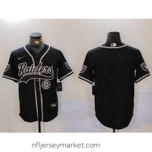 Irresistible Las Vegas Raiders Black Team Blank Patch Cool Base Stitched Baseball Jersey 001