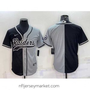 Irresistible Las Vegas Raiders Blank Black Grey Split With Patch Cool Base Stitched Baseball Jersey