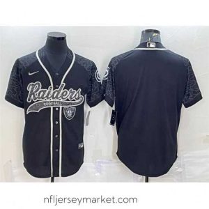 Luxurious Las Vegas Raiders Blank Black Reflective With Patch Cool Base Stitched Baseball Jersey
