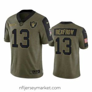 Superb Las Vegas Raiders Hunter Renfrow 2021-22 Salute To Service Olive Football Stitched Jersey