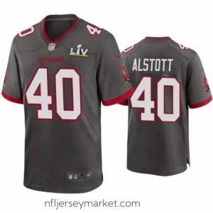 Luxurious Mike Alstott Buccaneers Pewter Super Bowl Lv Game Jersey