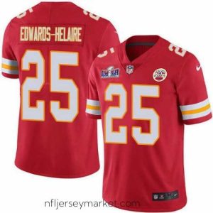 Exquisite Nike Kansas City Chiefs 25 Clyde Edwards Helaire Red Team Color Bound Stitched NFL Vapor Untouchable Limited 2024 Super Bowl LVIII Jersey