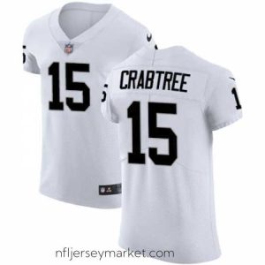 Premium Nike Raiders #15 Michael Crabtree White Stitched NFL Vapor Untouchable Elite Jersey