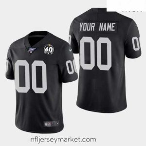 Superb Oakland Raiders 00 Custom 60th Anniversary Vapor Limited Jersey   Black