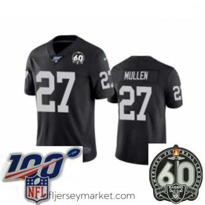 Luxurious Oakland Raiders #27 Trayvon Mullen Black 60th Anniversary Vapor Untouchable Limited Player 100th Season Football Jersey