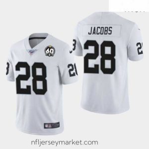 Alluring Oakland Raiders 28 Josh Jacobs 60th Anniversary Vapor Limited Jersey   White