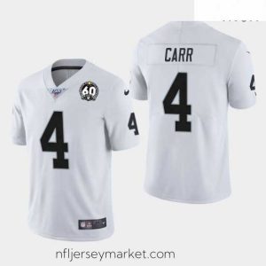 Exquisite Oakland Raiders 4 Derek Carr 60th Anniversary Vapor Limited Jersey   White