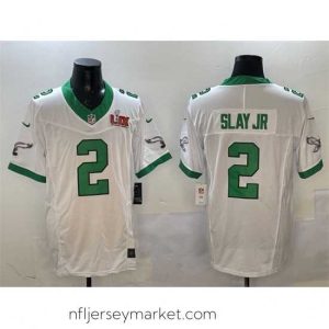 Superb Philadelphia Eagles 2 Darius Slay Jr  White 2025 Super Bowl LIX Patch F.U.S.E  Vapor Untouchable Limited Stitched Football Jersey