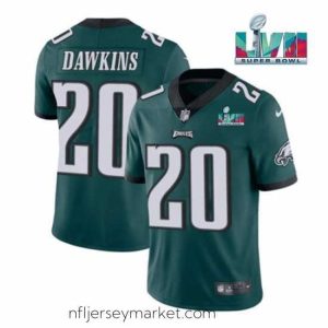 Superb Philadelphia Eagles 20 Brian Dawkins Green Super Bowl LVII Patch Vapor Untouchable Limited Stitched Jersey