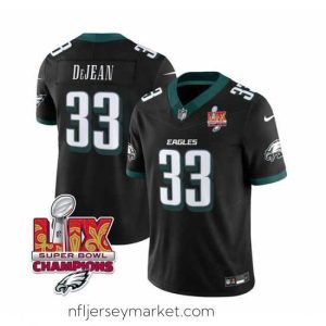 Superb Philadelphia Eagles 33 Cooper DeJean Black 2025 Eagles Logo Super Bowl LIX Patch New F.U.S.E  Vapor Untouchable Limited Stitched Football Jersey