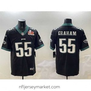 Stunning Philadelphia Eagles 55 Brandon Graham Black 2025 Super Bowl LIX Patch Vapor Untouchable Limited Stitched Football Jersey
