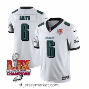 Irresistible Philadelphia Eagles 6 DeVonta Smith White 2025 Eagles Logo Super Bowl LIX Patch New F.U.S.E  Vapor Untouchable Limited Stitched Football Jersey