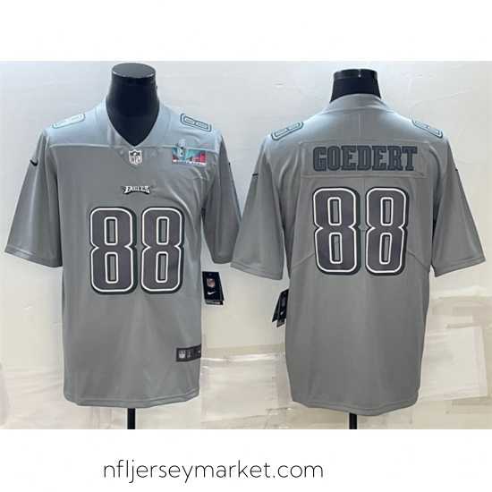 Irresistible Philadelphia Eagles 88 Dallas Goedert Gray Super Bowl LVII Patch Atmosphere Fashion Stitched Jersey