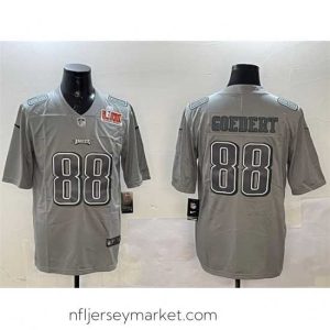 Luxurious Philadelphia Eagles 88 Dallas Goedert Grey 2025 Super Bowl LIX Patch Atmosphere Fashion Vapor Untouchable Limited Stitched Football Jersey