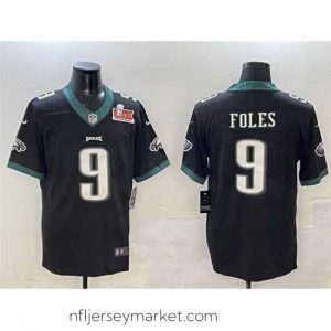 Luxurious Philadelphia Eagles 9 Nick Foles Black 2025 Super Bowl LIX Patch Vapor Untouchable Limited Stitched Football Jersey