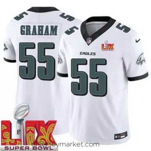 Superb Philadelphia Eagles Brandon Graham #55 White 2024 2025 Super Bowl LIX F.U.S.E Stitched NFL Jersey