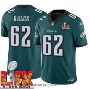 Irresistible Philadelphia Eagles Jason Kelce #62 Green 2024 2025 Super Bowl LIX F.U.S.E Stitched NFL Jersey