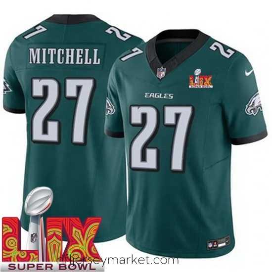 Alluring Philadelphia Eagles Quinyon Mitchell #27 Green 2024 2025 Super Bowl LIX F.U.S.E Stitched NFL Jersey