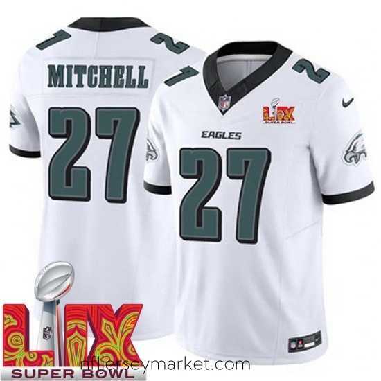 Top notch Philadelphia Eagles Quinyon Mitchell #27 White 2024 2025 Super Bowl LIX F.U.S.E Stitched NFL Jersey
