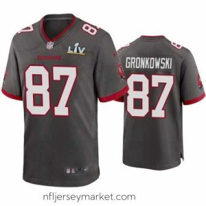 Magnificent Rob Gronkowski Buccaneers Pewter Super Bowl Lv Game Jersey