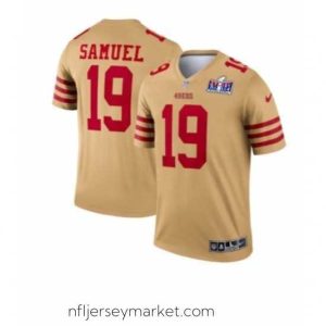 Stunning San Francisco 49ers 19 Deebo Samuel Gold Inverted Legend 2024 Super Bowl LVIII Stitched Football Jersey