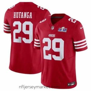 Top notch San Francisco 49ers 29 Talanoa Hufanga Red 2023 F.U.S.E  With John Madden Patch Vapor Limited Stitched Football 2024 Super Bowl LVIII Jersey