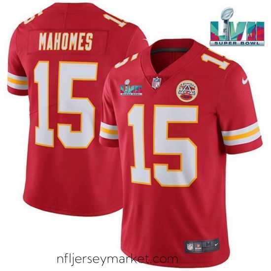 Premium Toddler Kansas City Chiefs 15 Patrick Mahomes Red Super Bowl LVII Patch Vapor Untouchable Limited Stitched Jersey
