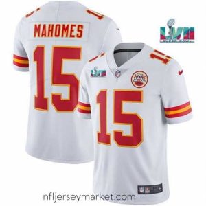 Irresistible Toddler Kansas City Chiefs 15 Patrick Mahomes White Super Bowl LVII Patch Vapor Untouchable Limited Stitched Jersey