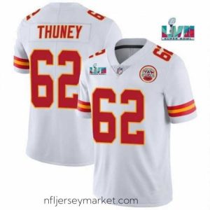 Top notch Toddler Kansas City Chiefs 62 Joe Thuney White Super Bowl LVII Patch Vapor Untouchable Limited Stitched Jersey