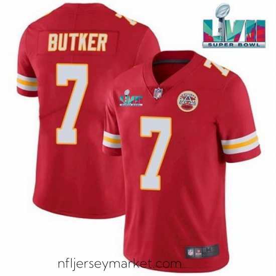 Irresistible Toddler Kansas City Chiefs 7 Harrison Butker Red Super Bowl LVII Patch Vapor Untouchable Limited Stitched Jersey