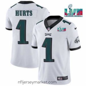 Superb Toddler Philadelphia Eagles 1 Jalen Hurts White Super Bowl LVII Patch Vapor Untouchable Limited Stitched Jersey