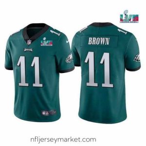Top notch Toddler Philadelphia Eagles 11 A  J  Brown Green Super Bowl LVII Patch Vapor Untouchable Limited Stitched Jersey