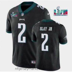 Stunning Toddler Philadelphia Eagles 2 Darius Slay JR Black Super Bowl LVII Patch Vapor Untouchable Limited Stitched Jersey