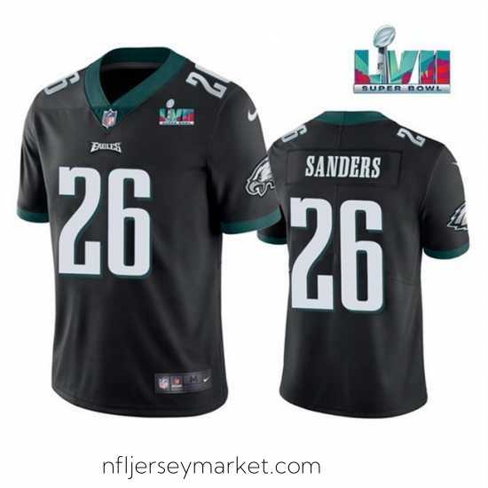 Luxurious Toddler Philadelphia Eagles 26 Miles Sanders Black Super Bowl LVII Patch Vapor Untouchable Limited Stitched Jersey