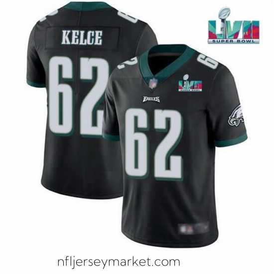 Luxurious Toddler Philadelphia Eagles 62 Jason Kelce Black Super Bowl LVII Patch Vapor Untouchable Limited Stitched Jersey