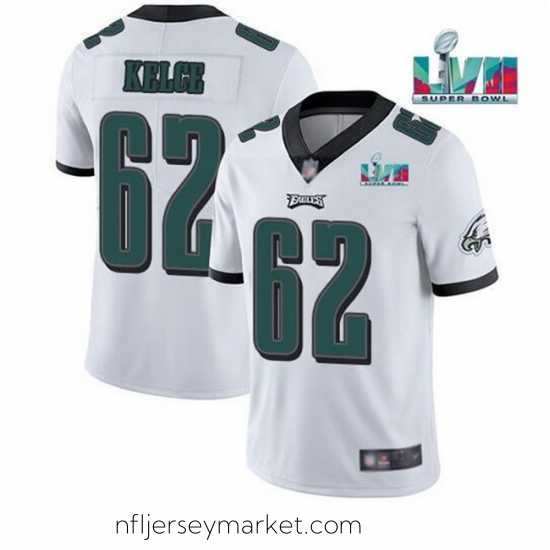 Luxurious Toddler Philadelphia Eagles 62 Jason Kelce White Super Bowl LVII Patch Vapor Untouchable Limited Stitched Jersey