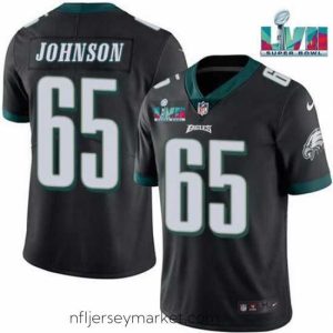 Stunning Toddler Philadelphia Eagles 65 Lane Johnson Black Super Bowl LVII Patch Vapor Untouchable Limited Stitched Jersey