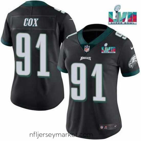 Luxurious Toddler Philadelphia Eagles 91 Fletcher Cox Black Super Bolw LVII Patch Vapor Untouchable Limited Stitched Football Jersey