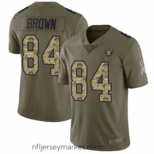 Magnificent Mens Antonio Brown Limited OliveCamo Jersey Oakland Raiders Football 84 Jersey 2017 Salute to Service Jersey