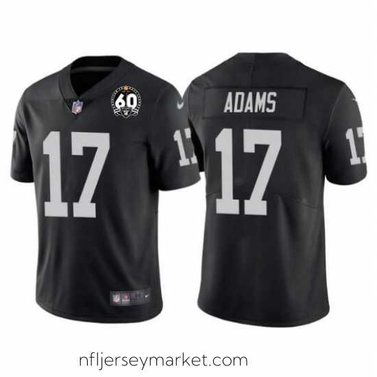 Luxurious Men's Las Vegas Raiders #17 Davante Adams Black With 60th Anniversary Patch Vapor Limited Stitched Jersey