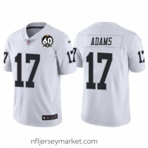 Luxurious Men's Las Vegas Raiders #17 Davante Adams White With 60th Anniversary Patch Vapor Limited Stitched Jersey