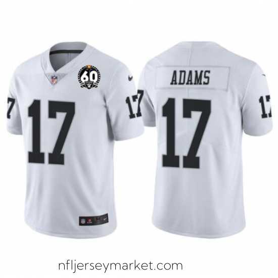 Luxurious Men's Las Vegas Raiders #17 Davante Adams White With 60th Anniversary Patch Vapor Limited Stitched Jersey