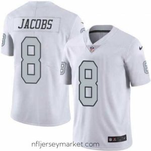Superb Men's Las Vegas Raiders #8 Josh Jacobs White Color Rush Limited Stitched Jersey