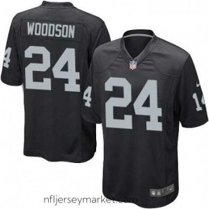 Top notch Mens Nike Oakland Raiders 24 Charles Woodson Game Black Team Color NFL Jersey