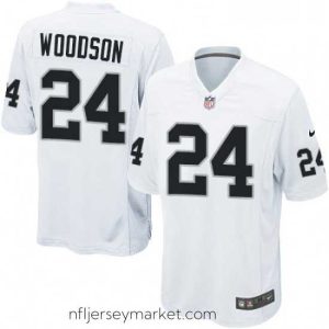 Top notch Mens Nike Oakland Raiders 24 Charles Woodson Game White NFL Jersey