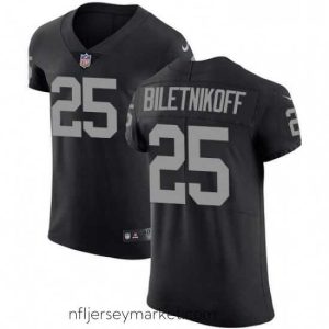 Alluring Mens Nike Oakland Raiders 25 Fred Biletnikoff Black Team Color Vapor Untouchable Elite Player NFL Jersey