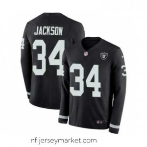 Alluring Mens Nike Oakland Raiders 34 Bo Jackson Limited Black Therma Long Sleeve NFL Jersey