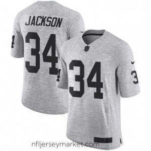 Stunning Mens Nike Oakland Raiders 34 Bo Jackson Limited Gray Gridiron II NFL Jersey