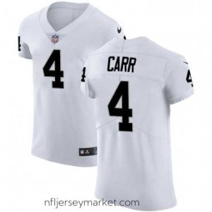 Premium Mens Nike Oakland Raiders 4 Derek Carr White Vapor Untouchable Elite Player NFL Jersey